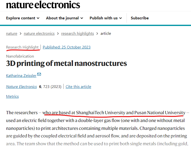 Nature Electronics 3D Printing